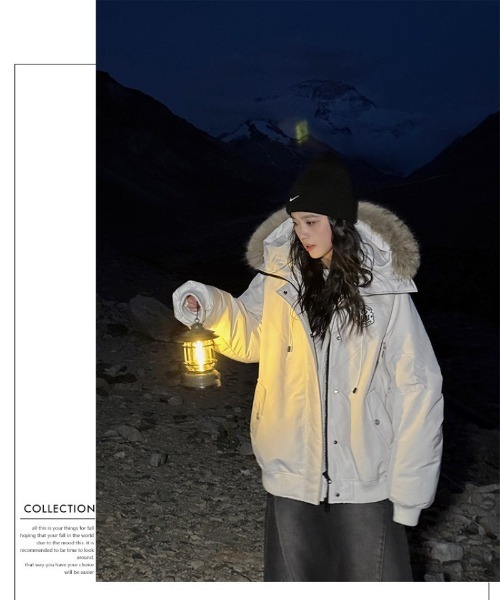 セール】2WAY フェイクファーフード脱着 エコダウンジャケット（ダウン