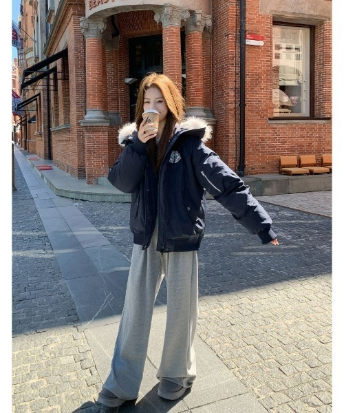 セール】2WAY フェイクファーフード脱着 エコダウンジャケット（ダウン