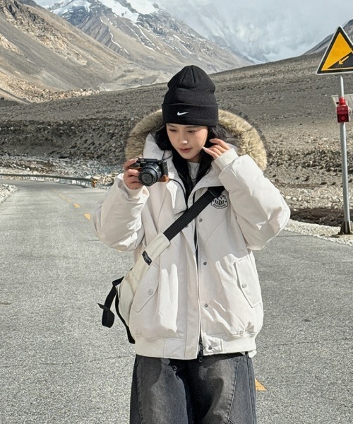 セール】2WAY フェイクファーフード脱着 エコダウンジャケット（ダウン