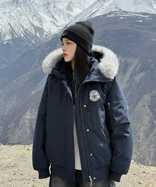 NFLダウンジャケット SF 女子高生着用 moment+ ダウンコート ダウンジャケット ナイロン光沢シャイニー