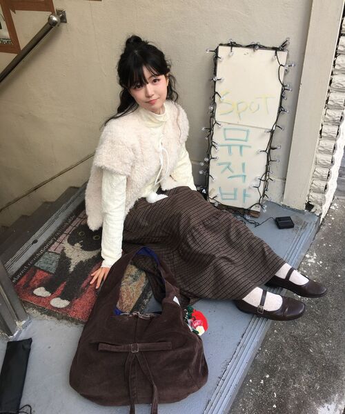 MICANE(ミケーネ)の「ナオミチェックカンカンスカート(スカート・レディース・ブラウン・X-SMALL/SMALL/MEDIUM/X-LARGE/XX-LARGE/LARGE)」の5枚目の写真