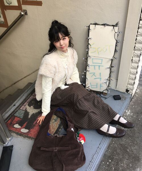 MICANE(ミケーネ)の「ナオミチェックカンカンスカート(スカート・レディース・ブラウン・X-SMALL/SMALL/MEDIUM/X-LARGE/XX-LARGE/LARGE)」の6枚目の写真