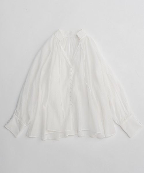 MAISON SPECIAL（メゾンスペシャル）の「【PRE-ORDER】V-neck voluminous blouse/タイ付Vネックボリュームブラウス（シャツ/ブラウス・レディース・ホワイト/ブルー/ブラック・FREE）」の18枚目の写真