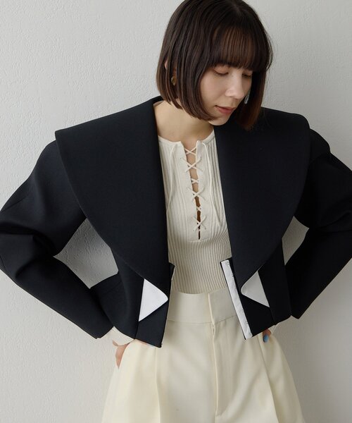 Whim Gazette（ウィムガゼット）の「RAW SILKレースアッププルオーバー（ニット/セーター・レディース・ベージュ/アイボリー・FREE）」の21枚目の写真