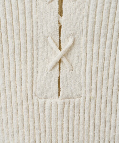 Whim Gazette（ウィムガゼット）の「RAW SILKレースアッププルオーバー（ニット/セーター・レディース・ベージュ/アイボリー・FREE）」の3枚目の写真