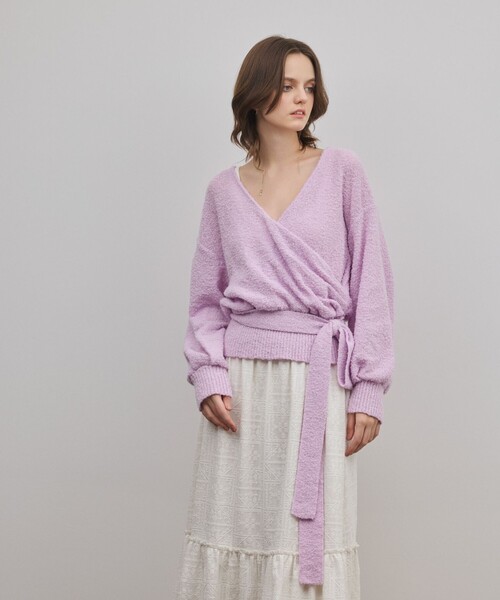 GRACE CONTINENTAL(グレースコンチネンタル)の「カシュクールニットトップ(ニット/セーター・レディース・ピンク/キナリ・36)」の15枚目の写真