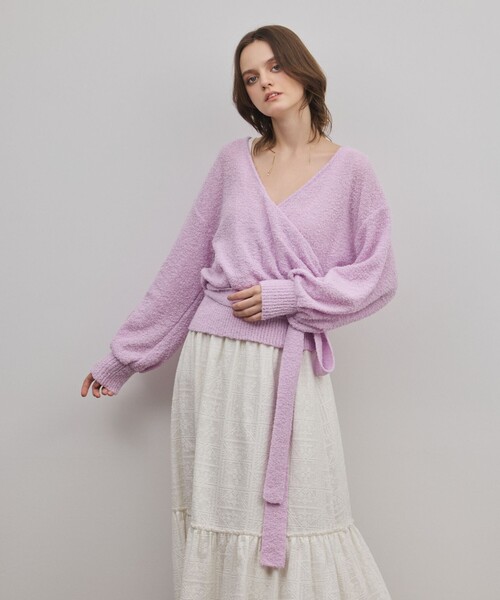 GRACE CONTINENTAL(グレースコンチネンタル)の「カシュクールニットトップ(ニット/セーター・レディース・ピンク/キナリ・36)」の12枚目の写真