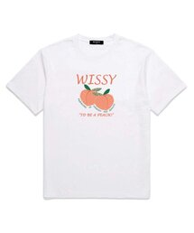 WISSY（ウィッシー）の「Peach Logo Overfit Short Sleeve T-Shirt (WS008) White（Tシャツ/カットソー）」