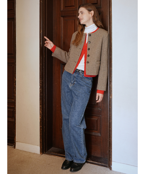 PAUL&ALICE(ポール&アリス)の「ラウンドネックショートコート / チェック(チェスターコート・レディース・ブラウン系・FREE)」の2枚目の写真
