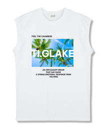 ベケーションスポット オーバーサイズ ノースリーブTシャツ ホワイト