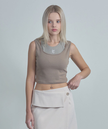 MOIREMOA（モアレモア）の「Double sleeveless top - beige（Tシャツ/カットソー）」