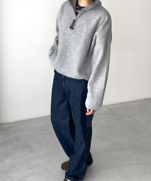 CANAL JEAN（キャナルジーン）の「El mar　フリースジッププルオーバー（スウェット・レディース・グレー/チャコールグレー・ONE SIZE）」の3枚目の写真