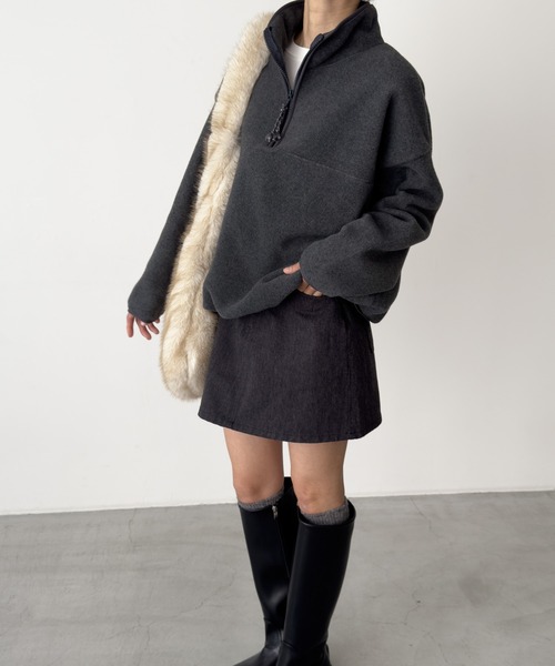 CANAL JEAN（キャナルジーン）の「El mar　フリースジッププルオーバー（スウェット・レディース・グレー/チャコールグレー・ONE SIZE）」の6枚目の写真