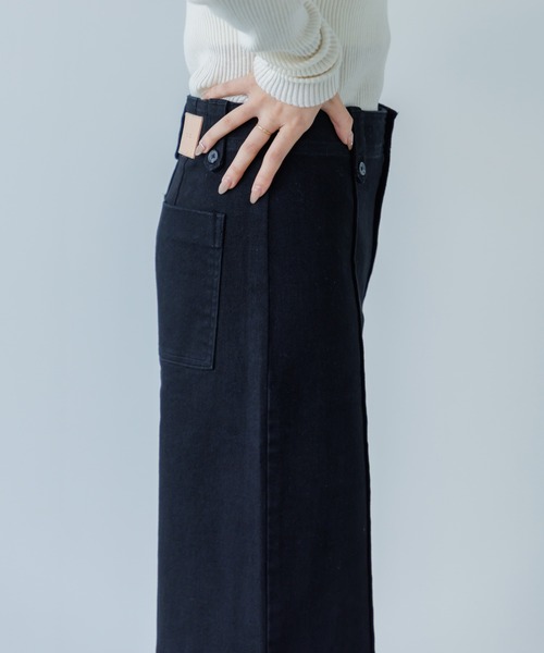 SENEE（セニー）の「high waist pintuck flare pants(ハイウエストピンタックフレアパンツ)（デニムパンツ・レディース・ベージュ/ブラック・MEDIUM/SMALL）」の14枚目の写真
