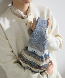 IENA | ラメMIXボーダーニットバッグ(クラッチバッグ)