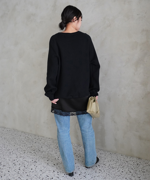 ＋81BRANCA（ハチイチブランカ）の「+81BRANCA/ハチイチブランカ SLOBE別注 サテンレーススカート（スカート・レディース・アイボリー/ブラック・FREE）」の6枚目の写真