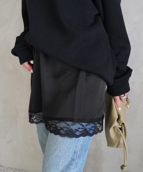 ＋81BRANCA（ハチイチブランカ）の「+81BRANCA/ハチイチブランカ SLOBE別注 サテンレーススカート（スカート・レディース・アイボリー/ブラック・FREE）」の9枚目の写真