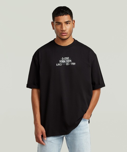 G-STAR(ジースター)の「Multi Technique Graphic Relaxed T-Shirt/ミリタリーディテールグラフィックデザインリラックスオーバーサイズTシャツ(Tシャツ/カットソー・メンズ・ホワイト/ダークブラック・X-LARGE/X-SMALL/MEDIUM/SMALL/LARGE)」の2枚目の写真