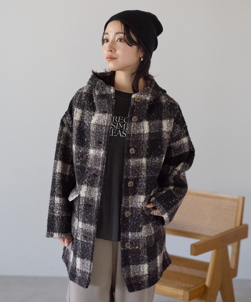 HEART MARKET(ハートマーケット)の「ウールライクフード付きコート(その他アウター・レディース・グリーン系その他/オフホワイト/グレー/ブラック系その他・FREE)」の2枚目の写真