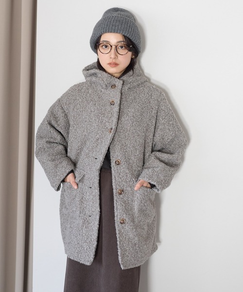 HEART MARKET(ハートマーケット)の「ウールライクフード付きコート(その他アウター・レディース・グリーン系その他/オフホワイト/グレー/ブラック系その他・FREE)」の3枚目の写真