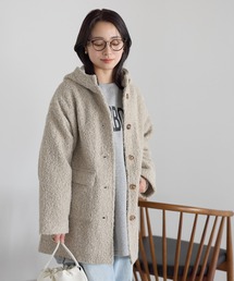 ウールライクフード付きコート