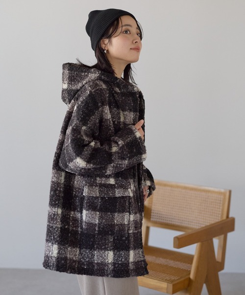 HEART MARKET(ハートマーケット)の「ウールライクフード付きコート(その他アウター・レディース・グリーン系その他/オフホワイト/グレー/ブラック系その他・FREE)」の9枚目の写真