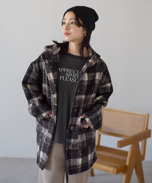 HEART MARKET(ハートマーケット)の「ウールライクフード付きコート(その他アウター・レディース・グリーン系その他/オフホワイト/グレー/ブラック系その他・FREE)」の5枚目の写真