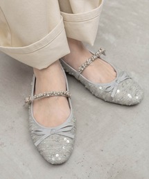 RANDA（ランダ）の「ビジューストラップバレエシューズ（パンプス）」