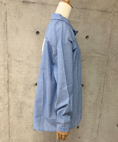 GLAMOROUS JANE(グラマラスジェーン)の「ストラップ柄切替ドッキングシャツ(シャツ/ブラウス・レディース・ブラック/ブルー・FREE)」の4枚目の写真