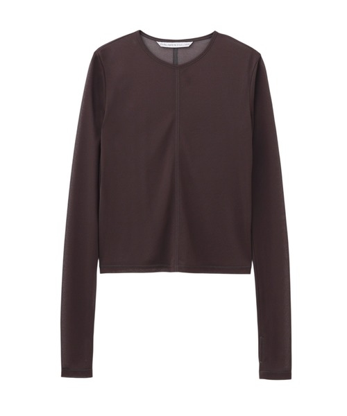 JOHN LAWRENCE SULLIVAN（ジョンローレンスサリバン）の「SEE-THROUGH CREW NECK TOP（Tシャツ/カットソー・レディース・ブラック/ブラウン/ベージュ・ONE SIZE）」の3枚目の写真
