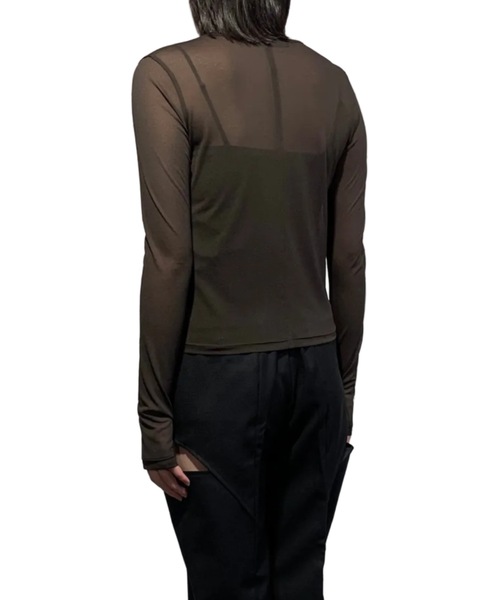 JOHN LAWRENCE SULLIVAN（ジョンローレンスサリバン）の「SEE-THROUGH CREW NECK TOP（Tシャツ/カットソー・レディース・ブラック/ブラウン/ベージュ・ONE SIZE）」の6枚目の写真