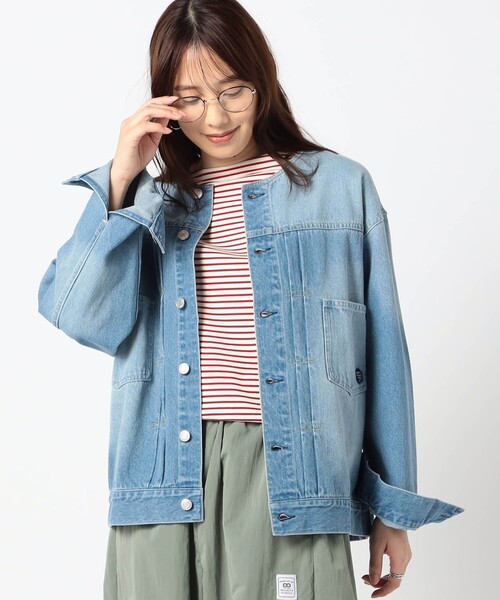 Grand PARK（グランドパーク）の「【BROOKLYN OVERALL】ノーカラーデニムジャケット（デニムジャケット・レディース・ネイビー/その他2/ブルー・FREE）」の2枚目の写真