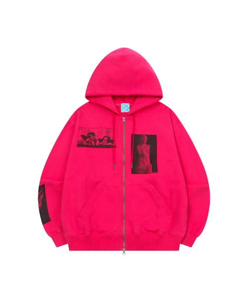 chancechance（チャンスチャンス）の「GRAPHIC APPLIQUE ZIP-UP HOODIE (PINK)（パーカー・レディース・その他・FREE）」の2枚目の写真