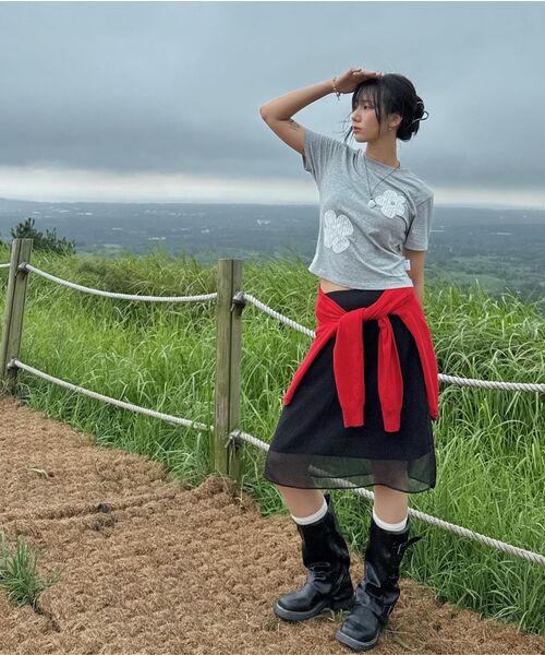 RuNaKi'Hu'(ルナキフ)の「WXT043綿菓子レースアップリケ半袖Tシャツ(MELANGE GRAY)(Tシャツ/カットソー・レディース・その他・1/2)」の12枚目の写真
