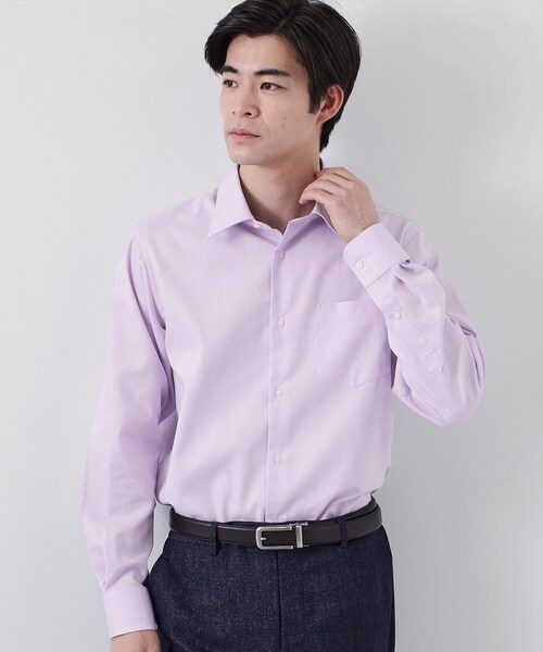 THE SHOP TK (ザ ショップ ティーケー )の「【ビジネス/セレモニー】ドレスドビー長袖シャツ(ビジネスシャツ・メンズ・オフホワイト/パープル・01/02/03/04)」の2枚目の写真