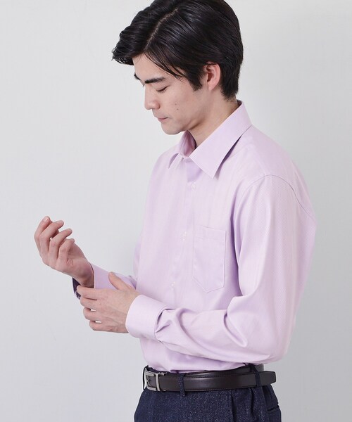 THE SHOP TK (ザ ショップ ティーケー )の「【ビジネス/セレモニー】ドレスドビー長袖シャツ(ビジネスシャツ・メンズ・オフホワイト/パープル・01/02/03/04)」の8枚目の写真