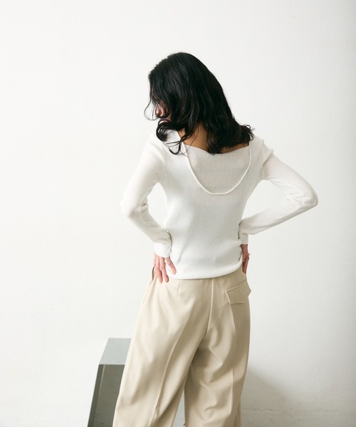 Lutim by u（ルチバイユー）の「【接触冷感】シャーベット2wayリブニットトップス（Tシャツ/カットソー・レディース・イエロー/ブラック×ホワイト/ホワイト/ブラック・FREE）」の13枚目の写真