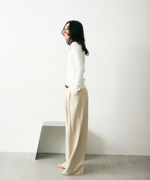 Lutim by u（ルチバイユー）の「【接触冷感】シャーベット2wayリブニットトップス（Tシャツ/カットソー・レディース・イエロー/ブラック×ホワイト/ホワイト/ブラック・FREE）」の15枚目の写真