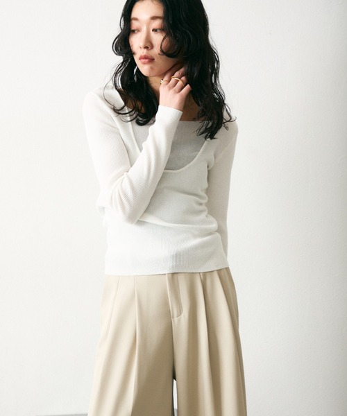Lutim by u（ルチバイユー）の「【接触冷感】シャーベット2wayリブニットトップス（Tシャツ/カットソー・レディース・イエロー/ブラック×ホワイト/ホワイト/ブラック・FREE）」の21枚目の写真