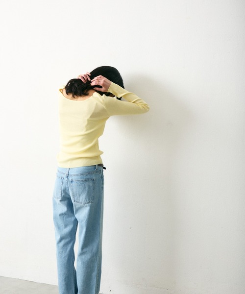 Lutim by u（ルチバイユー）の「【接触冷感】シャーベット2wayリブニットトップス（Tシャツ/カットソー・レディース・イエロー/ブラック×ホワイト/ホワイト/ブラック・FREE）」の9枚目の写真
