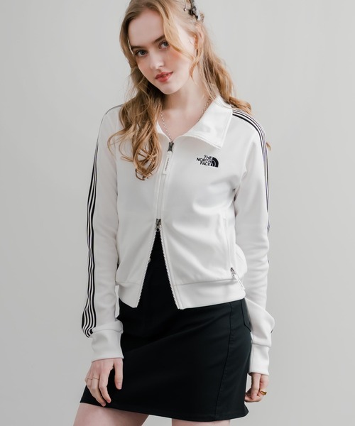 THE NORTH FACE（ザノースフェイス）の「日本未展開モデル WHITE LABEL THE NORTH FACE W'S TNF TRACK JACKET 袖ラインショート丈トラックジャケット ジップパーカー（ジャージ・レディース・オフホワイト/ブラック/ライトピンク・S/M/L）」の2枚目の写真