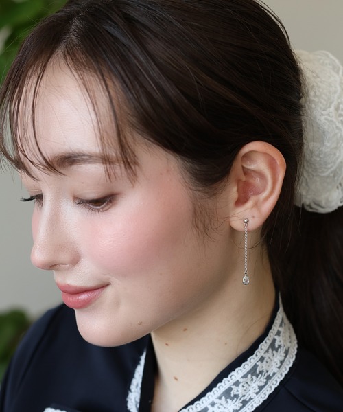 ドロップジルコニアチェーンピアス（ピアス（両耳用））｜BLUEEAST