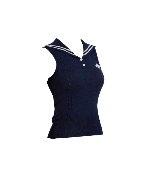 J.JANE（ジェイジェーン）の「セーラー袖なしニット (ネイビー)（ニット/セーター・レディース・ネイビー・S/M）」の3枚目の写真