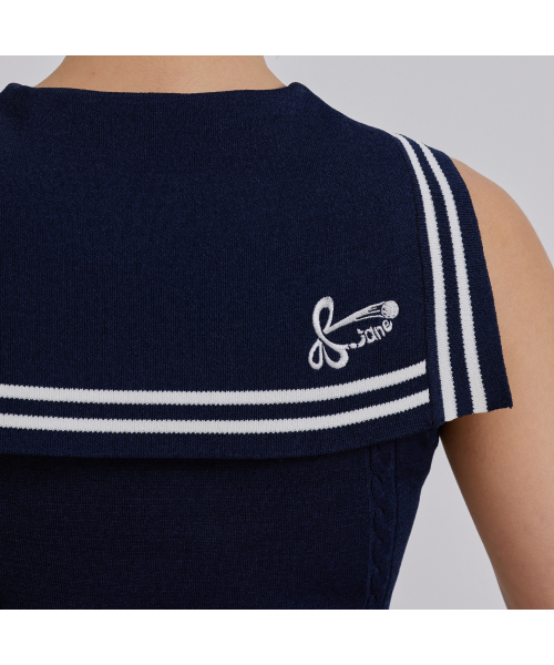 J.JANE（ジェイジェーン）の「セーラー袖なしニット (ネイビー)（ニット/セーター・レディース・ネイビー・S/M）」の4枚目の写真