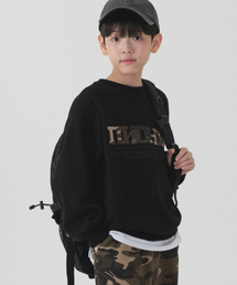 PIANER KIDS（ピアネールキッズ）の「カモアプリケオーバーサイズスウェット（ブラック）（スウェット）」