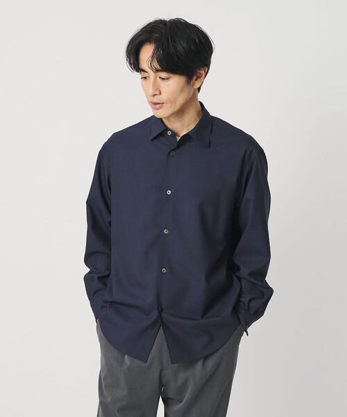 BEAUTY&YOUTH UNITED ARROWS（ビューティーアンドユースユナイテッドアローズ）の「尾州 TW シャンブレー レギュラー シャツ GRANDE TAPERD型 ウォッシャブル MADE IN JAPAN（シャツ/ブラウス・メンズ・ネイビー/グレー系・L/M/S/XL）」の3枚目の写真