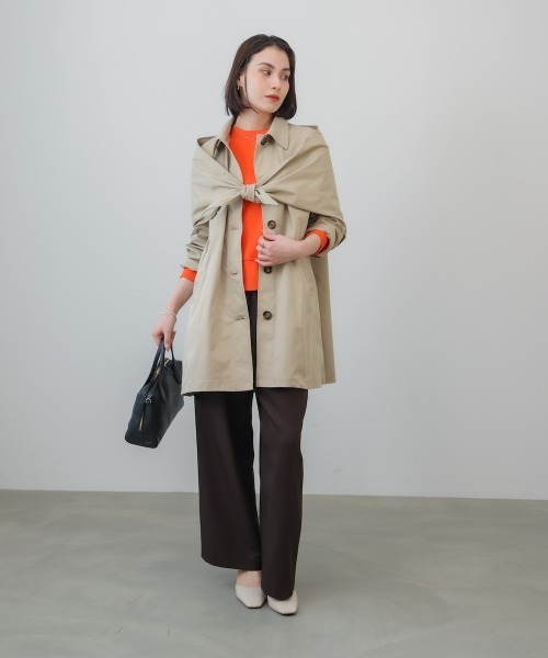 Bou Jeloud(ブージュルード)の「スカーフ付スプリングコート(ダウンジャケット/コート・レディース・ライトベージュ/ブラック・38)」の4枚目の写真