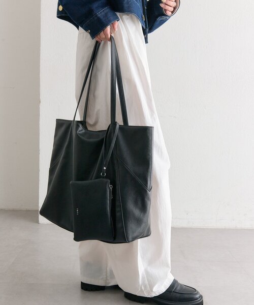 mystic（ミスティック）の「lotiポーチ付きBIGトート（トートバッグ・レディース・ブラウン/ブラック・ONE SIZE）」の6枚目の写真