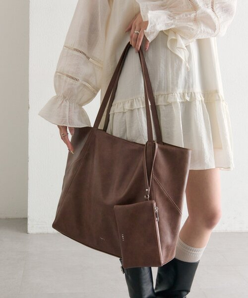 mystic（ミスティック）の「lotiポーチ付きBIGトート（トートバッグ・レディース・ブラウン/ブラック・ONE SIZE）」の9枚目の写真