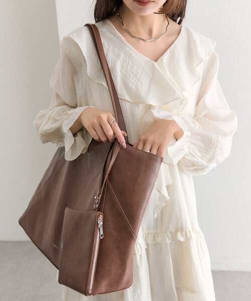 mystic（ミスティック）の「lotiポーチ付きBIGトート（トートバッグ・レディース・ブラウン/ブラック・ONE SIZE）」の11枚目の写真